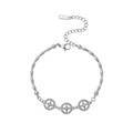 Silberfarbenes Bambus-Gliederarmband mit drei Stern-Anhängern aus poliertem Titanstahl - Strahlender Stern (SL-00038) / Stahlfarben