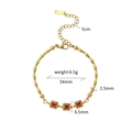 Golden bamboo chain bracelet with square red zircon stones and lobster clasp detail - Square (SL-00038) / Gold