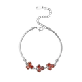 Silver stainless steel chain bracelet with red heart shaped zircon stones - Heart (SL-00038) / Steel