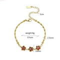 Gold bamboo chain bracelet with three red star charms and lobster clasp, 8g lightweight design - Star (SL-00038) / Gold