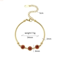 Gold plated emerald-cut zircon bracelet with adjustable chain and red gemstones - Round (SL-00038) / Gold
