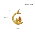 Goldener Mondanhänger mit Zirkonia und Mutter-Kind-Silhouette, 1,5 g 18x14 mm - Mond Mutter Tochter (PJ-00012)
