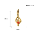 18K vergulde roestvrijstalen vlamhanger met rood hart, afmeting 18mm bij 7mm - Onregelmatig rood hart (PJ-00013 Onregelmatige ruit)