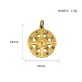 Goldener runder hohler Sternanhänger mit weißen Zirkonia 18mm x 16mm Edelstahlschmuck - Kompass (PJ-00012)