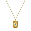 Vergoldete Edelstahl-Tarot-Halskette mit buntem Emaille-Anhänger und blauer Perle - Abstraktes geometrisches Design (XL-00165-3)