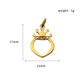 Golden crown heart pendant with white zircon stones 17x12mm stainless steel jewelry - Crown (PJ-00012)