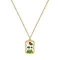 Collana dorata con ciondolo tarocchi in smalto colorato raffigurante sole e paesaggio montano - Stile Sole e Montagne (XL-00165-Taglia 7)