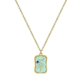 Collana dei tarocchi placcata in oro con ciondolo in smalto azzurro con albero e uccello - Stile Albero Pastorale (XL-00165 N. 9)