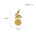 Gold sunflower stainless steel pendant with sparkling zircon, 18mm x 8.5mm size guide - Sunflower (PJ-00012)