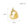Gold heart pendant with zircon accents and silhouette figure, 18mm by 15mm size - Heart Mother Daughter (PJ-00012)