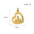 Golden heart pendant with mother and child silhouette and clear zircon stones - Heart Family (PJ-00012)
