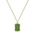 Collana dorata in acciaio inossidabile con ciondolo tarocchi smalto verde e albero - Stile Alberi della Foresta Verde (XL-00165-12)