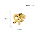 18K vergulde roestvrijstalen hart lint zonnebloem hanger, 15mm DIY bedel accessoire - Lint Zonnebloem (PJ-00013-Unieke Bloem)