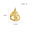 Golden heart pendant with hollow girl and horse motif and white zircon accents - Pony (PJ-00012)