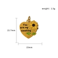 Gouden hartvormige zonnebloem hanger met You are my sunshine gravure en maten - Gegraveerde Zonnebloem (PJ-00013-Letter Hart)