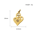 Golden heart-shaped MOM pendant with sunflower design and white crystals for jewelry making - Mom (PJ-00012)