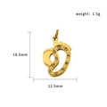 Gold stainless steel baby footprint pendant with zircon stones, 12.5x18.5mm size - Footprint (PJ-00012)