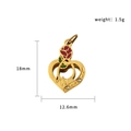 18K goud vergulde roestvrijstalen hart Mom hanger met roos en witte zirkoon steen - Moederdagroos (PJ-00013 Rozenhart)