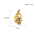 Golden heart pendant with red and blue enamel, 18.5mm x 11mm stainless steel jewelry - Enamel Heart (PJ-00012)