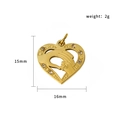 Golden heart pendant with zircons and hand-in-hand motif, measuring 15mm by 16mm - Big Hand Small Hand (PJ-00012)