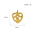 Golden infinity heart pendant with zircon accents, 17mm x 16mm stainless steel charm - Infinity Heart (PJ-00012)
