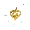 Gold hollow heart pendant with white zircons and dimensions 17x16mm for necklaces - Embrace (PJ-00012)