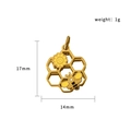 18K goud vergulde roestvrijstalen honingraat hanger met bij en bloem - Honingraat (PJ-00013-Bloembij)
