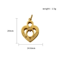 Goud vergulde roestvrijstalen hartvormige hanger met kristallen, 20mm x 14,6mm - In elkaar grijpende harten (PJ-00013-Hart 2)
