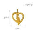 Gold-plated stainless steel heart pendant with mother and child silhouette detail - Heart Mother (PJ-00012)