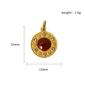 18K vergulde roestvrijstalen vintage hanger met rode agaat en kristallen, maat 15x13mm - Vintage Rode Agaat (PJ-00013-Schijf)