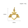 Golden heart wing pendant with small zircons, 14mm height and 15mm width dimensions - Heart Wings (PJ-00012)