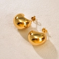 Chubby teardrop earrings in polished gold finish featuring a bold hollow metal design - 18K Gold