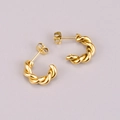 Klassische goldene gedrehte C-förmige Creolen mit poliertem 18k Gold-Finish - 18K-Gold