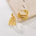 Minimalist gold geometric multilayer square earrings on a natural travertine stone base - 18K Gold