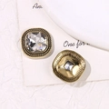 Accessorio vintage quadrato in lega dorata con cristallo sfaccettato per ciondoli DIY - Bracciale Rigido Oro Bianco Quadrato