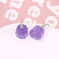 Close-up of translucent purple jelly pudding resin pendant with silver metal hook - Purple