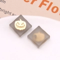Primo piano di ciondoli quadrati in resina marrone opaca con dettaglio zucca di Halloween d'oro - Grigio