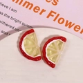 Fresh red and yellow resin lemon slice accessories for DIY jewelry making - Red