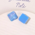 Blue resin square DIY jewelry parts with glitter galaxy gradient and solid light blue finish - Blue