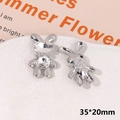 Detail von silbernen Hasen-Anhängern mit großen Kristallen, Größe 35x20mm für DIY-Zubehör - Weißer Diamant Hase