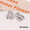 Makro-Detail von S925 Silber Bär-Anhängern mit rosa Herz-Kristallen für Crocs-Schuhschmuck - Nr. 1 Rosa Diamant Bär