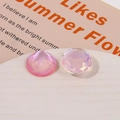 Primer plano de cabujones circulares de resina con purpurina para pendientes y accesorios - Rosa Claro con Brillantina