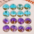 Blue and purple beach-themed round resin charms with realistic sand textures for DIY crafts - Blue
