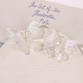 Macro shot of AB iridescent acrylic butterfly charms with translucent fairy wing texture - White