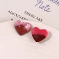 Starry gradient resin heart charms in pink and red with ice crack texture for DIY crafts - Resin / Red Graduated Style / Red