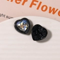 DIY sweet heart resin accessories in black matte and colorful rhinestone finishes - Black