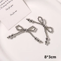 Détail du nœud perlé argenté de 8x3cm fait main pour décoration de chaussures DIY - Style 1 (8*3cm) / Argenté