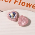 Pink pearlescent resin heart charms with crystal inlay for DIY jewelry and accessories - Pink
