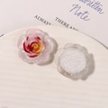 Detail of pink resin rose and glittery camellia charms for DIY jewelry and hair accessories - White Base Pink Yellow Red