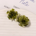 Detailed macro view of dark green resin rose charms with sparkling gold foil accents - Green Camellia (B41—3—1—5) / Green